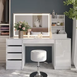 Schminktisch Sherry Weiß/Weiß Hochglanz 158.2 cm 4 Teile Vicco