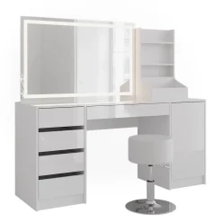 Schminktisch Sherry Weiß/Weiß Hochglanz 158.2 cm 4 Teile Vicco