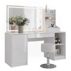 Schminktisch Sherry Weiß/Weiß Hochglanz 158.2 cm 4 Teile Vicco