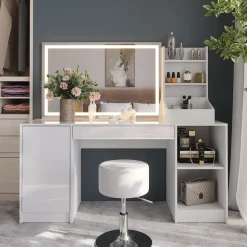 Schminktisch Sherry Weiß/Weiß Hochglanz 158.2 cm 4 Teile Vicco