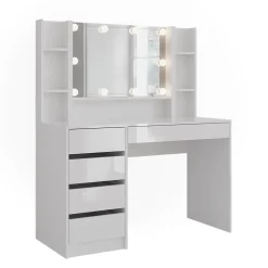 Schminktisch Sherry Weiß/Weiß Hochglanz 119.8 cm 5 Teile Vicco