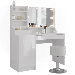 Schminktisch Sherry Weiß/Weiß Hochglanz 119.8 cm 5 Teile Vicco