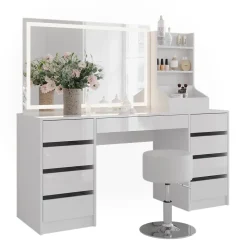 Schminktisch Sherry Weiß/Weiß Hochglanz 158.2 cm 4 Teile Vicco