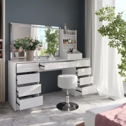 Schminktisch Sherry Weiß/Weiß Hochglanz 158.2 cm 4 Teile Vicco