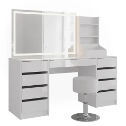 Schminktisch Sherry Weiß/Weiß Hochglanz 158.2 cm 4 Teile Vicco