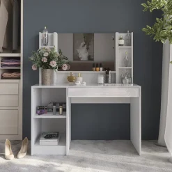 Schminktisch Sherry Weiß/Weiß Hochglanz 119.8 cm 4 Teile Vicco