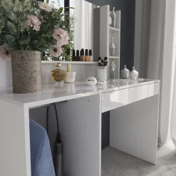 Schminktisch Sherry Weiß/Weiß Hochglanz 119.8 cm 4 Teile Vicco