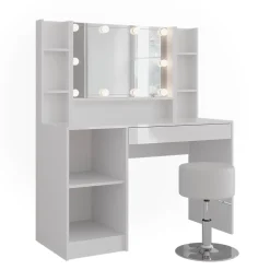 Schminktisch Sherry Weiß/Weiß Hochglanz 119.8 cm 6 Teile Vicco