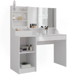 Schminktisch Sherry Weiß/Weiß Hochglanz 119.8 cm 3 Teile Vicco