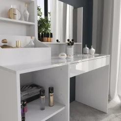 Schminktisch Sherry Weiß/Weiß Hochglanz 119.8 cm 3 Teile Vicco