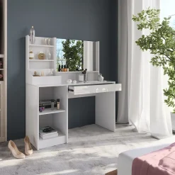 Schminktisch Sherry Weiß/Weiß Hochglanz 119.8 cm 3 Teile Vicco