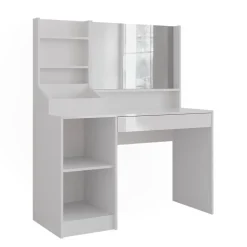 Schminktisch Sherry Weiß/Weiß Hochglanz 119.8 cm 3 Teile Vicco