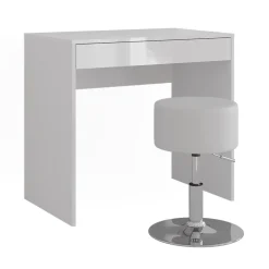 Schminktisch Sherry Weiß/Weiß Hochglanz 81.4 cm mit Hocker Vicco