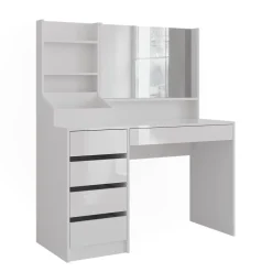 Schminktisch Sherry Weiß/Weiß Hochglanz 119.8 cm 3 Teile Vicco