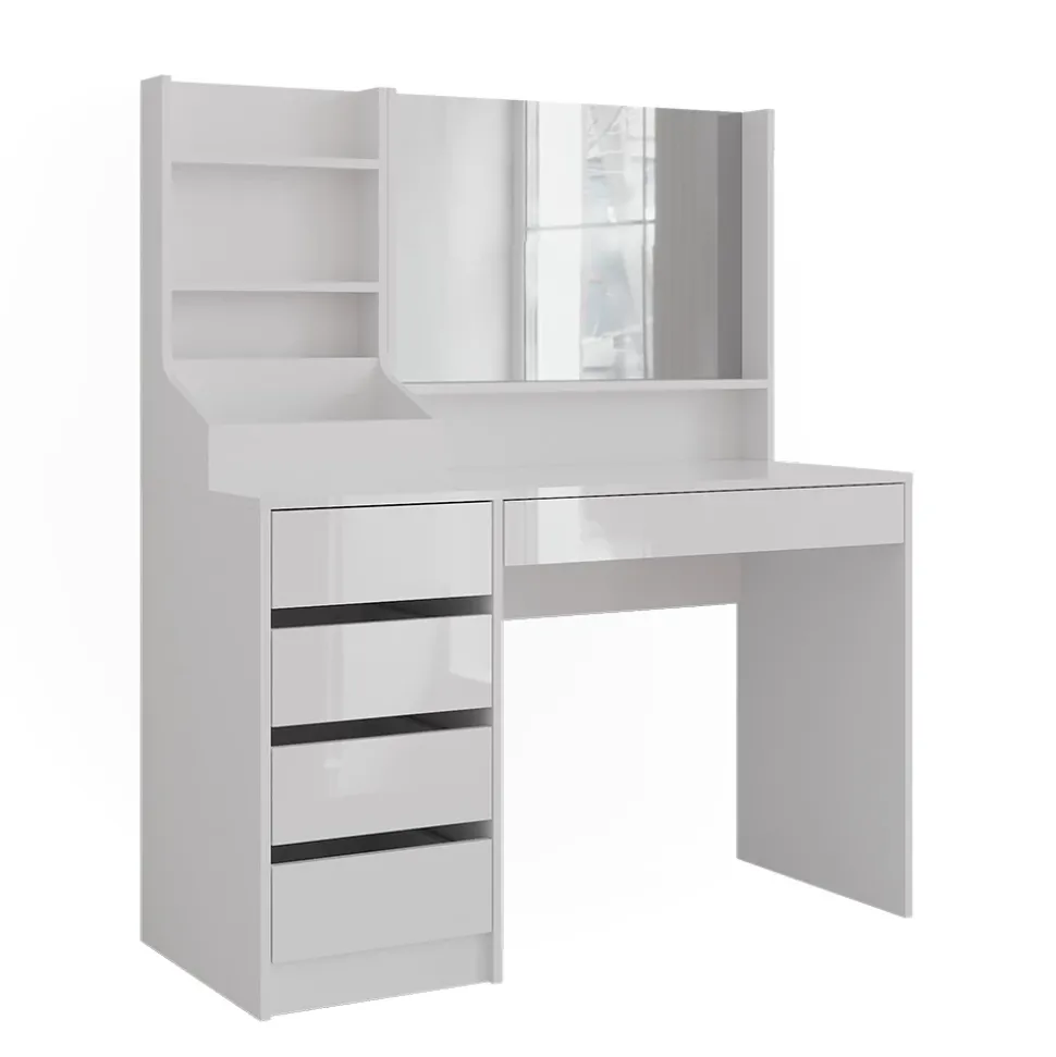 Schminktisch Sherry Weiß/Weiß Hochglanz 119.8 cm 3 Teile Vicco