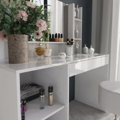 Schminktisch Sherry Weiß/Weiß Hochglanz 119.8 cm 5 Teile Vicco