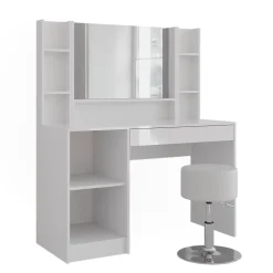 Schminktisch Sherry Weiß/Weiß Hochglanz 119.8 cm 5 Teile Vicco