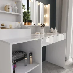 Schminktisch Sherry Weiß/Weiß Hochglanz 119.8 cm 4 Teile Vicco