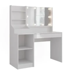 Schminktisch Sherry Weiß/Weiß Hochglanz 119.8 cm 4 Teile Vicco