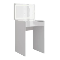 Schminktisch Sherry Weiß/Weiß Hochglanz 51.4 cm mit LED-Spiegel Vicco