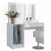 Schminktisch Sherry Weiß/Weiß Hochglanz 119.8 cm mit LED-Beleuchtung und Hocker Vicco
