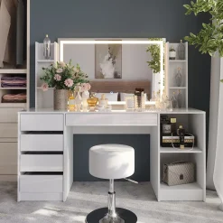 Schminktisch Sherry Weiß/Weiß Hochglanz 158.2 cm 5 Teile Vicco