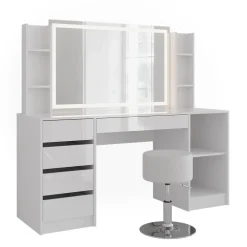 Schminktisch Sherry Weiß/Weiß Hochglanz 158.2 cm 5 Teile Vicco