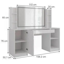 Schminktisch Sherry Weiß/Weiß Hochglanz 158.2 cm 4 Teile Vicco
