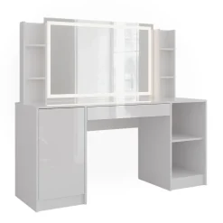 Schminktisch Sherry Weiß/Weiß Hochglanz 158.2 cm 4 Teile Vicco