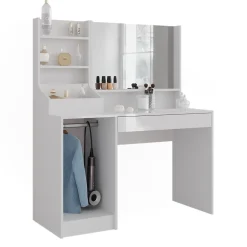 Schminktisch Sherry Weiß/Weiß Hochglanz 119.8 cm 3 Teile Vicco