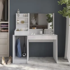 Schminktisch Sherry Weiß/Weiß Hochglanz 119.8 cm 3 Teile Vicco