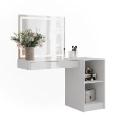 Schminktisch Sherry Weiß/Weiß Hochglanz 120 cm 3 Teile Vicco
