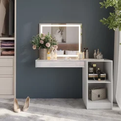 Schminktisch Sherry Weiß/Weiß Hochglanz 120 cm 3 Teile Vicco