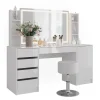 Schminktisch Sherry Weiß/Weiß Hochglanz 158.2 cm 5 Teile Vicco