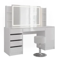 Schminktisch Sherry Weiß/Weiß Hochglanz 158.2 cm 5 Teile Vicco
