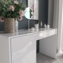 Schminktisch Sherry Weiß/Weiß Hochglanz 119.8 cm 4 Teile Vicco