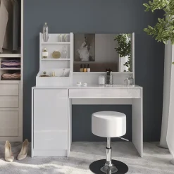 Schminktisch Sherry Weiß/Weiß Hochglanz 119.8 cm 4 Teile Vicco