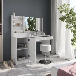Schminktisch Sherry Weiß/Weiß Hochglanz 119.8 cm 4 Teile Vicco