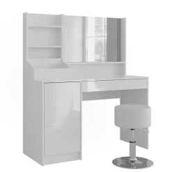 Schminktisch Sherry Weiß/Weiß Hochglanz 119.8 cm 4 Teile Vicco