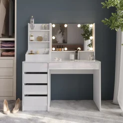 Schminktisch Sherry Weiß/Weiß Hochglanz 119.8 cm 4 Teile Vicco