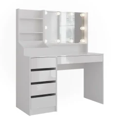 Schminktisch Sherry Weiß/Weiß Hochglanz 119.8 cm 4 Teile Vicco