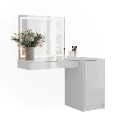 Schminktisch Sherry Weiß/Weiß Hochglanz 120 cm 3 Teile Vicco