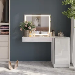 Schminktisch Sherry Weiß/Weiß Hochglanz 120 cm 3 Teile Vicco