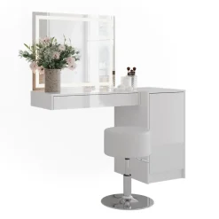 Schminktisch Sherry Weiß/Weiß Hochglanz 120 cm 4 Teile Vicco