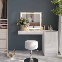 Schminktisch Sherry Weiß/Weiß Hochglanz 120 cm 4 Teile Vicco