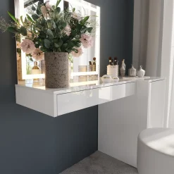 Schminktisch Sherry Weiß/Weiß Hochglanz 120 cm 4 Teile Vicco