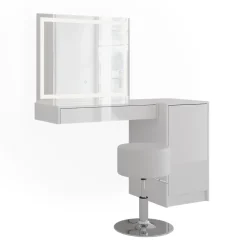 Schminktisch Sherry Weiß/Weiß Hochglanz 120 cm 4 Teile Vicco