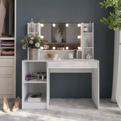 Schminktisch Sherry Weiß/Weiß Hochglanz 119.8 cm 4 Teile Vicco