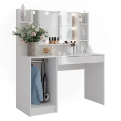 Schminktisch Sherry Weiß/Weiß Hochglanz 119.8 cm 4 Teile Vicco