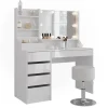 Schminktisch Sherry Weiß/Weiß Hochglanz 119.8 cm 4 Teile Vicco